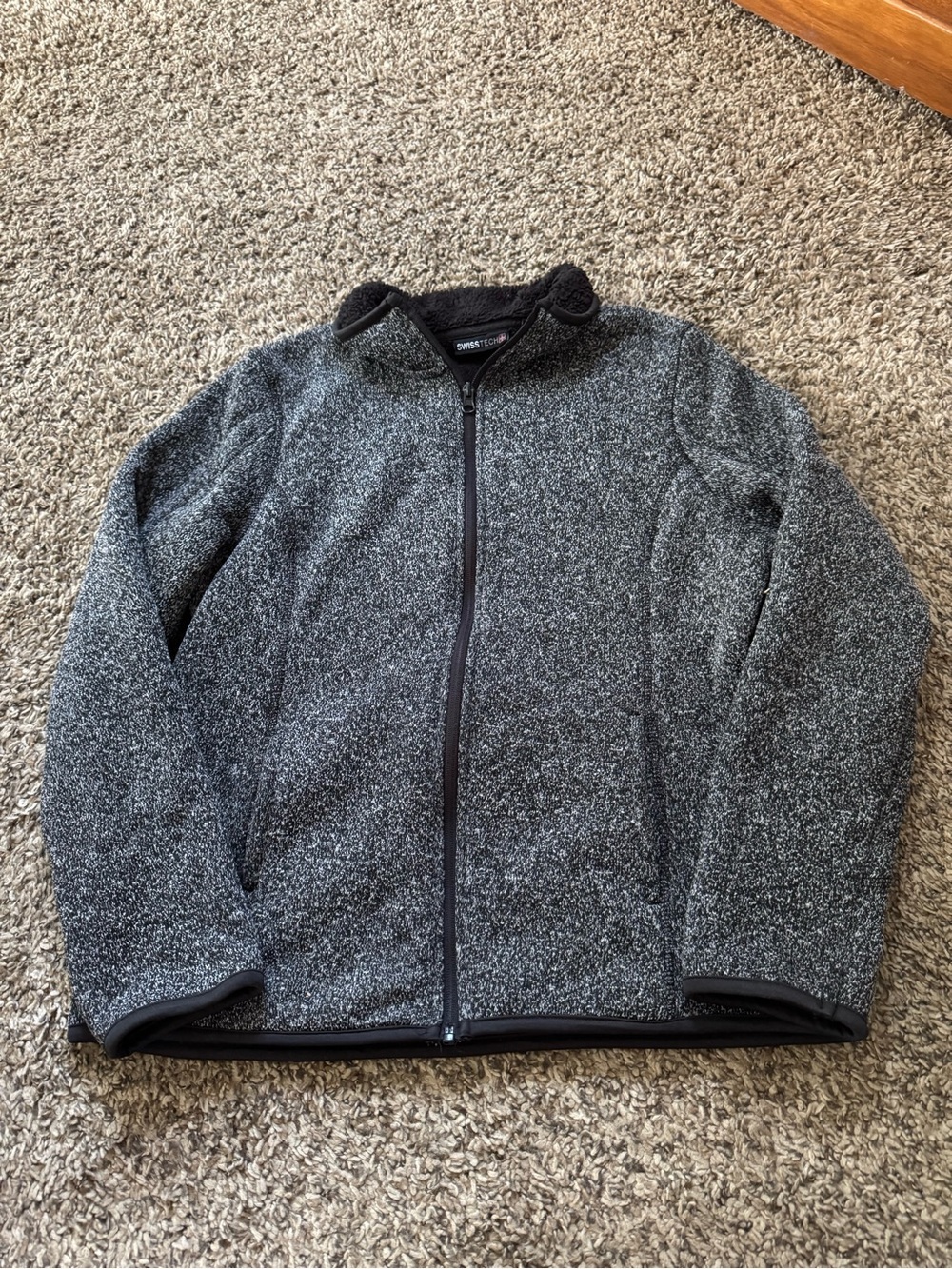 Swiss Tech Gray Teddy Jacket - Full Zip Cozy Fleece
